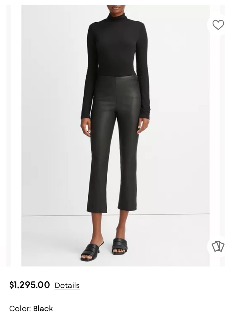 Vince Black Cropped Leather Kick-Flare Pants